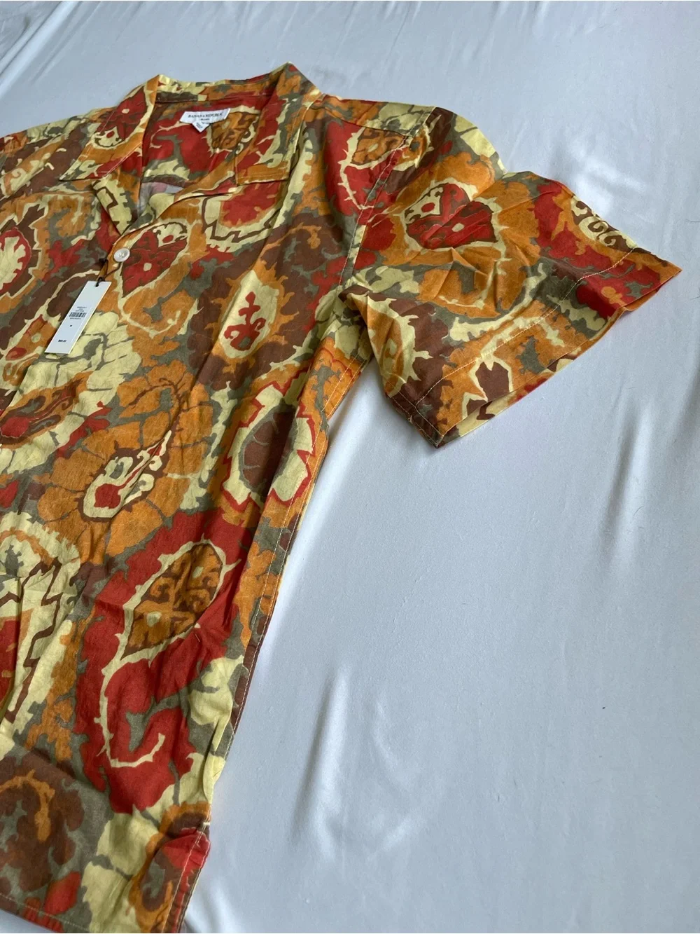 Banana Republic Orange, Rust and Olive Paisley Button-Up Shirt